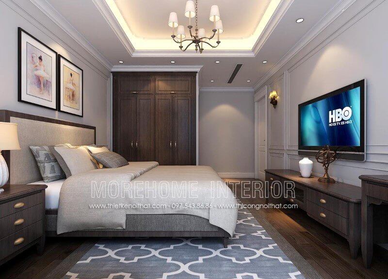 Mẫu giường ngủ gỗ óc chó cao cấp, sang trọng