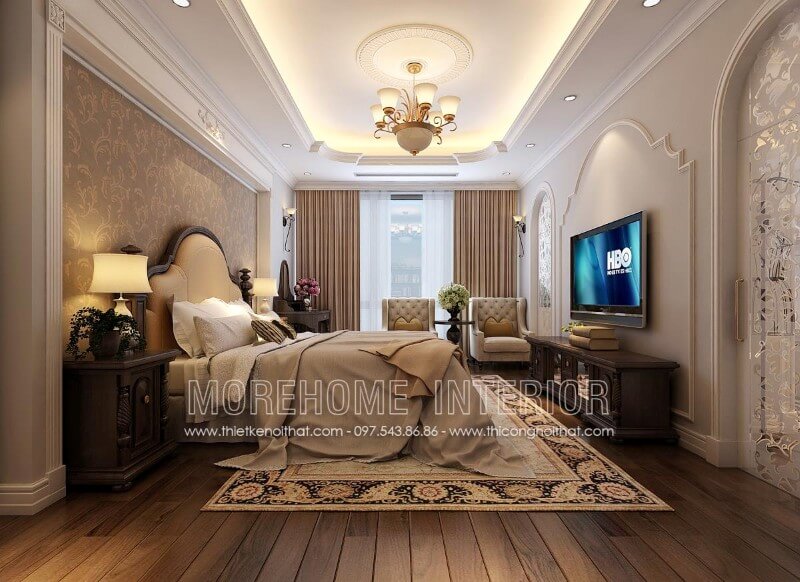 Mẫu giường ngủ gỗ óc chó cao cấp, sang trọng