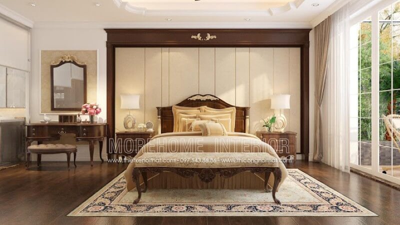 Mẫu giường ngủ gỗ óc chó cao cấp, sang trọng