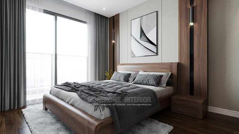 Giường ngủ gỗ óc chó hiện đại đẹp cho phòng ngủ