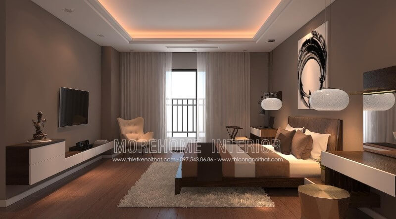 Giường ngủ gỗ óc chó hiện đại đẹp cho phòng ngủ