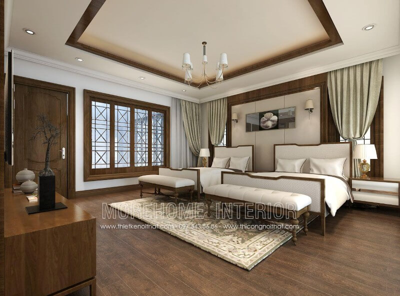 Giường ngủ gỗ óc chó hiện đại đẹp cho phòng ngủ