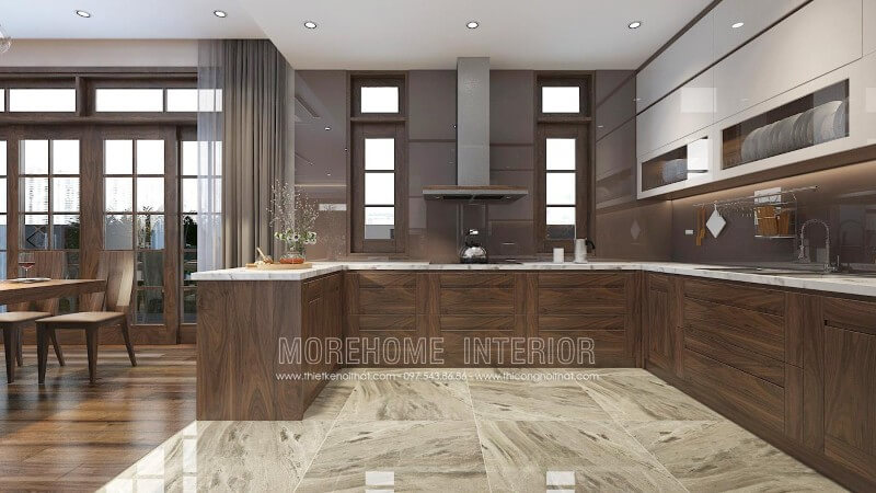 Morehome chuyên cung cấp và sản xuất tủ bếp gỗ óc chó tại Hà Nội uy tín và chuyên nghiệp. Liên hệ 097.543.8686 để tư vấn và báo giá