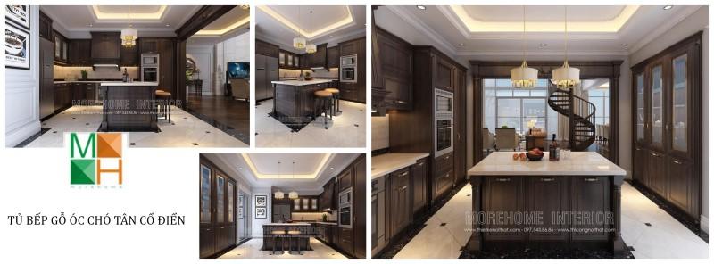 Thiết kế tủ bếp gỗ óc chó phong cách tân cổ điển đang được nhiều khách hàng quan tâm, vì tủ bếp gỗ óc chó mang đến tính thẩm mỹ cao, tiện dụng và đảm bảo an toàn cho người sử dụng.