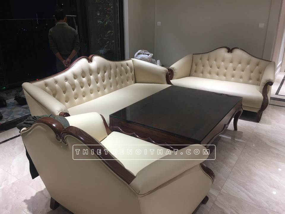 Mẫu sofa gỗ óc chó cao cấp