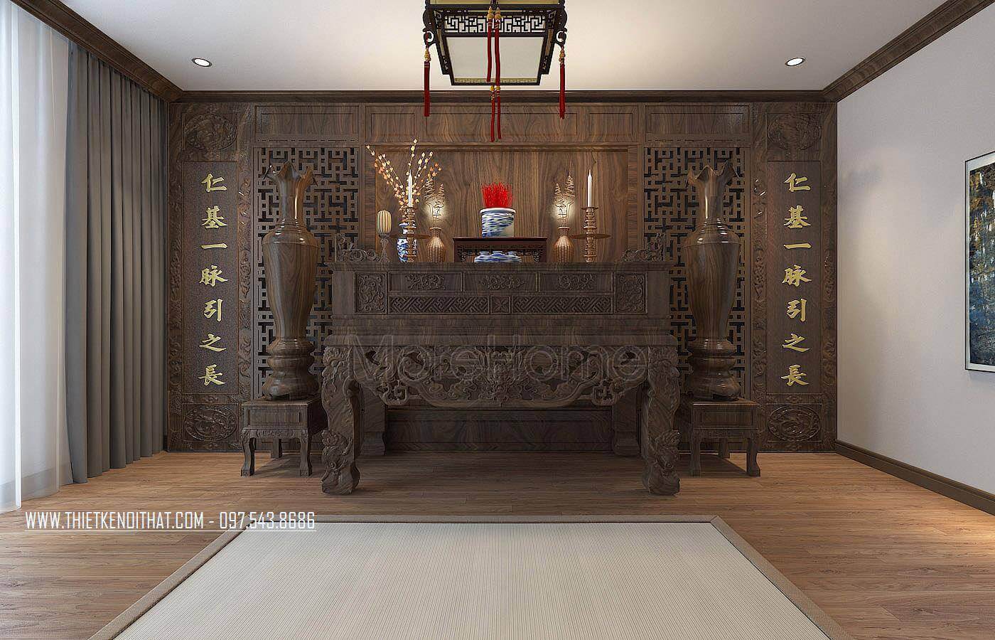 Tủ thờ gỗ óc chó đẹp cho nahf chung cư, nhà phố, biệt thự