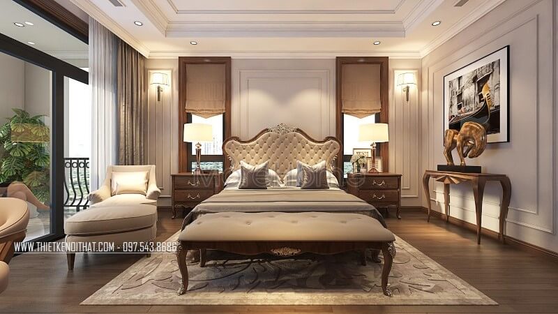 Morehome chuyên sản xuất các sản phẩm giường ngủ gỗ óc chó tại hà nội Mẫu giường ngủ gỗ óc chó tân cổ điển