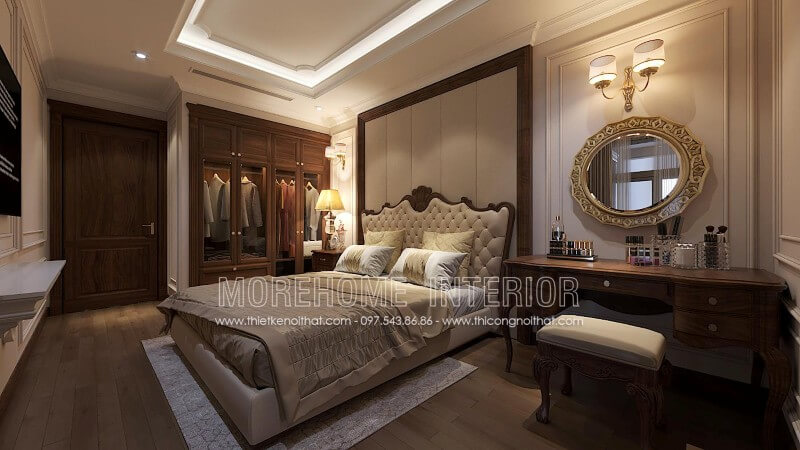 Mẫu giường ngủ tân cổ điển khung gỗ óc chó nhập khẩu bọc da cao cấp được thiết kế cách điệu và ấn tượng bởi các đường nét hoa văn từ đơn giản đến phức tạp mang lại không gian sang trọng và đẳng cấp hơn cả Mẫu giường ngủ gỗ óc chó tân cổ điển