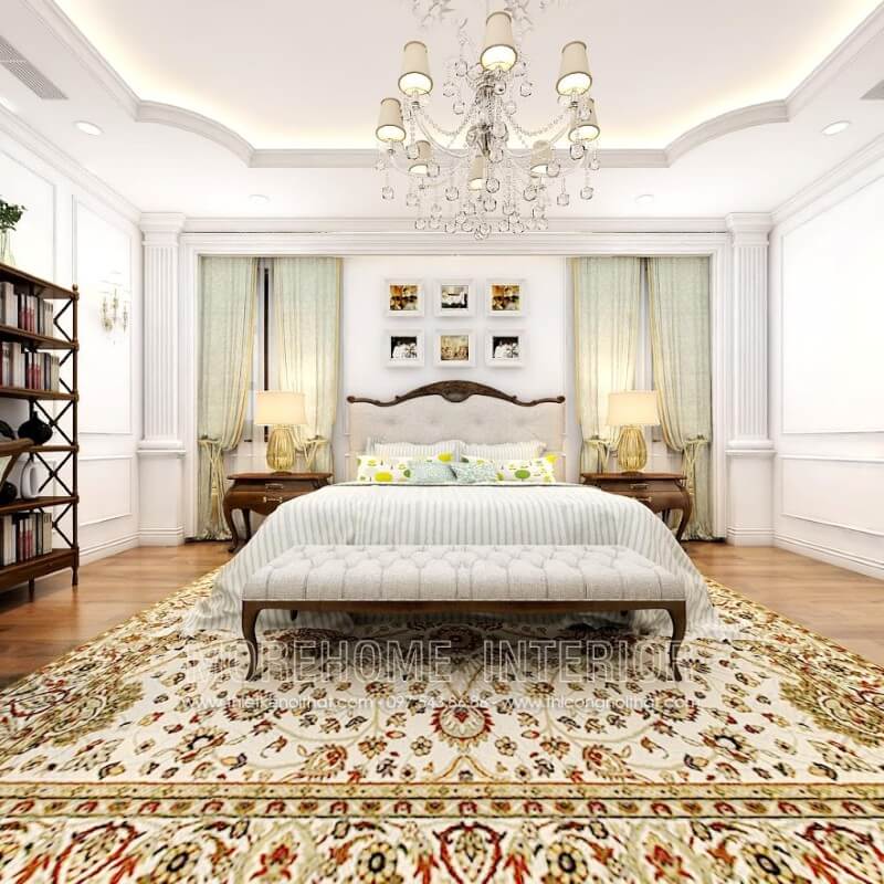 Mẫu sản phẩm giường tân cổ điển gỗ óc chó được sản xuất nhiều tại Morehome Mẫu giường ngủ gỗ óc chó tân cổ điển