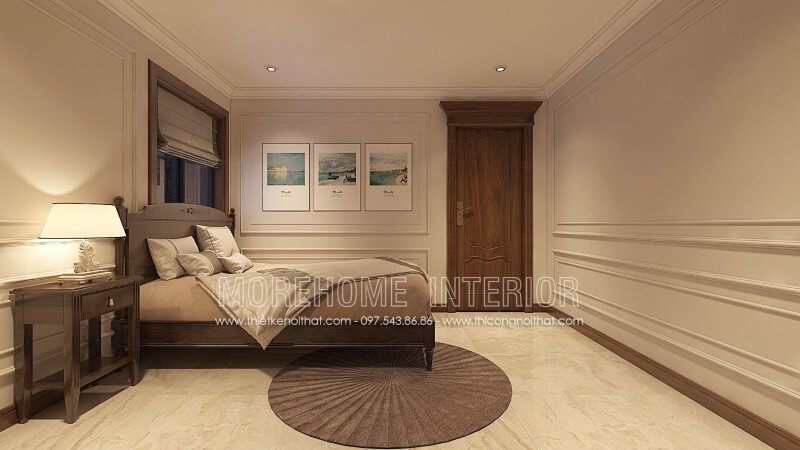 Mẫu thiết kế giường ngủ trẻ em gỗ óc chó đẹp, kiểu dáng tân cổ điển đơn giản