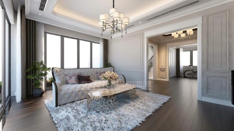 Bộ sofa khung gỗ tự nhiên được bọc nỉ cao cấp, phần nút chần được may tỉ mỉ, khéo léo, mang lại vẻ đẹp cuốn hút bất kì một ánh mắt nào