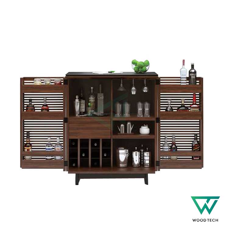 Sang chảnh với kệ rượu gỗ óc chó