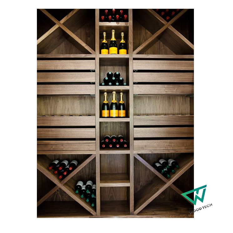 Sang chảnh với kệ rượu gỗ óc chó