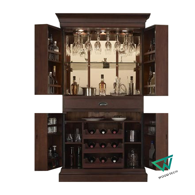 Sang chảnh với kệ rượu gỗ óc chó