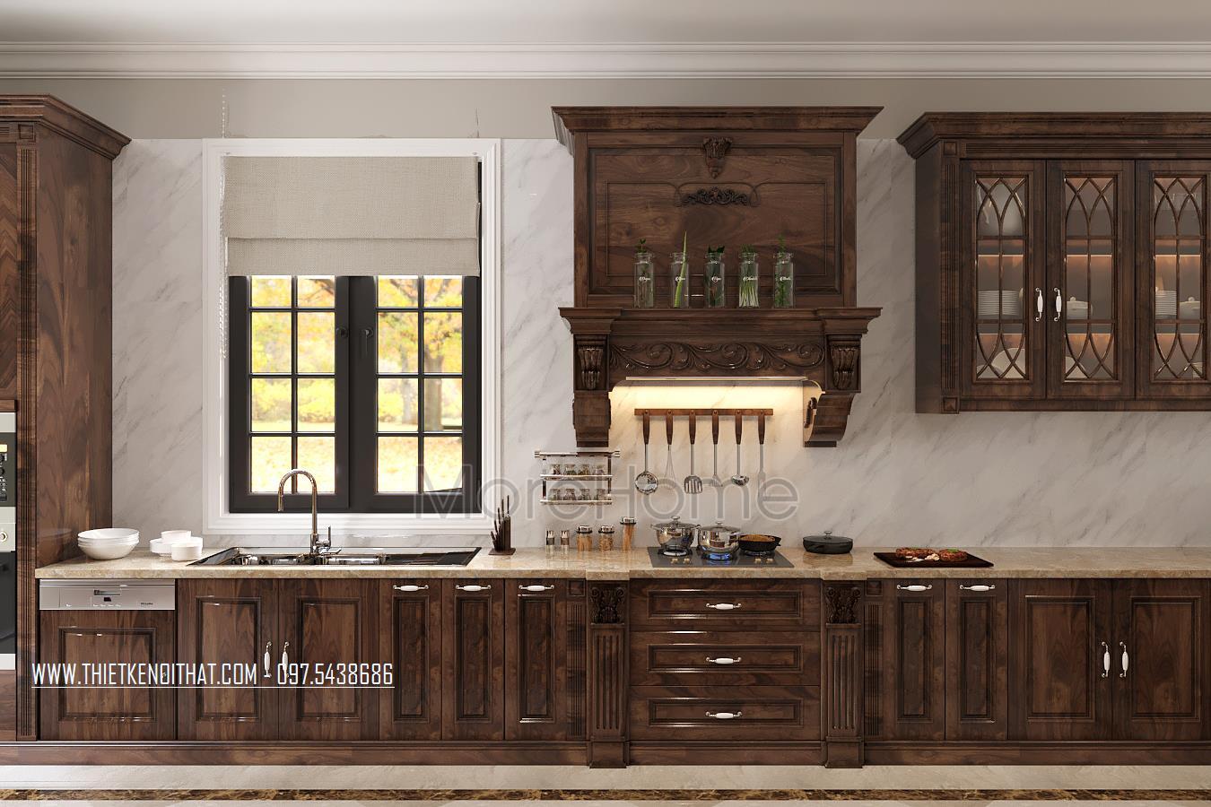 Tin được không? 10 mẫu tủ bếp gỗ óc chó đẹp chỉ từ 20 triệu đồng?