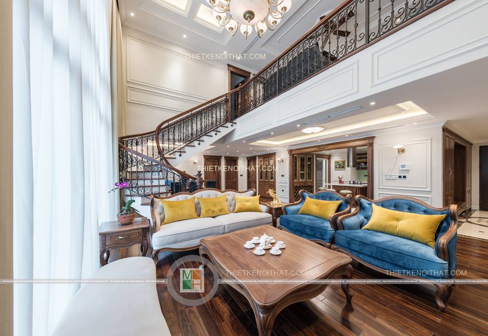 Thiết kế nội thất phòng khách gỗ óc chó cao cấp 23632072_17063062727...