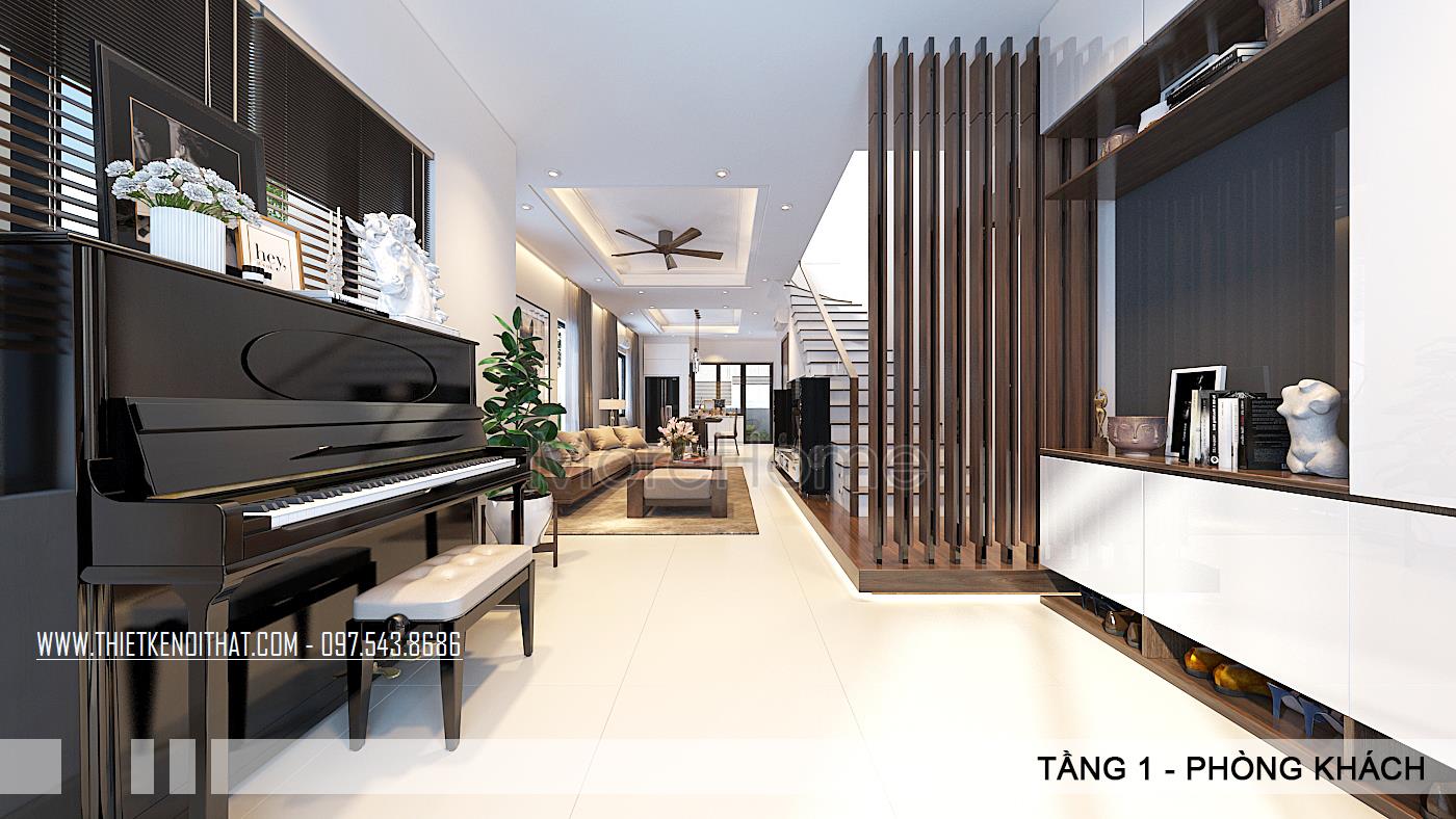 Thiết kế nội thất phòng khách gỗ óc chó cao cấp thiet-ke-noi-that-ph...