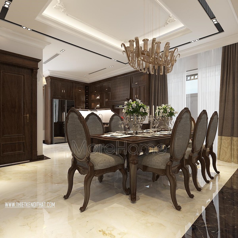 Mẫu bàn ăn gỗ óc chó cao cấp