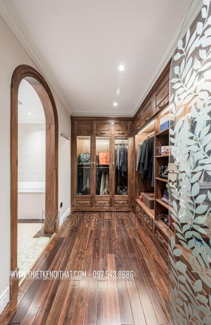 Không gian tủ áo gỗ óc chó hiện đại cao cấp