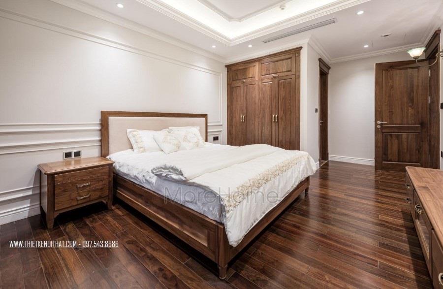 Mẫu giường ngủ gỗ óc chó hiện đại